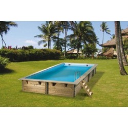 Piscine bois rectangulaire 3,50 x 5,05 m H. 1,26 m Azura -Liner bleu-Ubbink